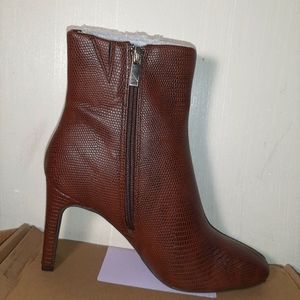 Journee Collection Womens Sarla Ankle Boots Booties Brown Leather Zip Size 8 new